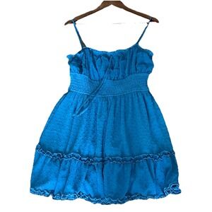 Trixxi Francesca's Ezra Clip Dot Mini Babydoll Dress Teal Size Large‎ Y2K